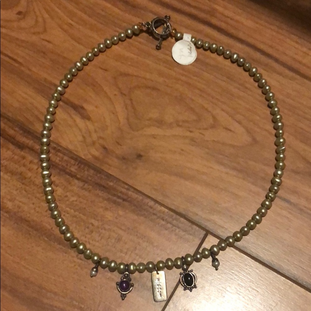 Paige Wallace Design -Green pearl Necklace
